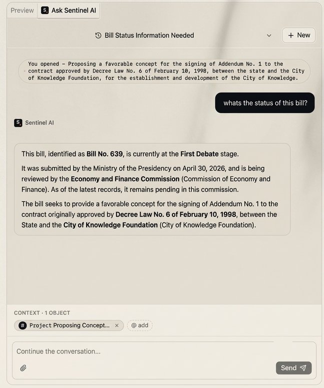 Sentinel AI: structured summary of a session with verifiable tools