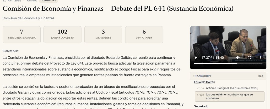 Detalle de sesión en Legislat: video, resumen y transcripción sincronizada